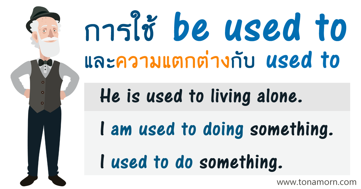 GetBeUsedToLearnEnglishGrammarOnline.png การใช้ be used to พร้อมตัวอย่าง