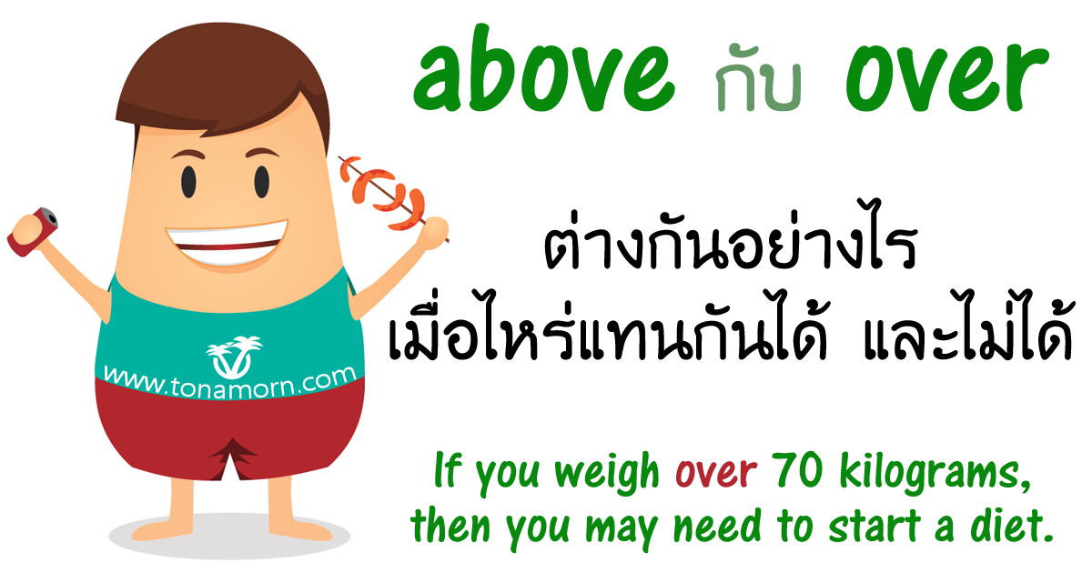 AboveOverEnglishAjarnTonAmorn.png Above กับ Over ต่างกันอย่างไร